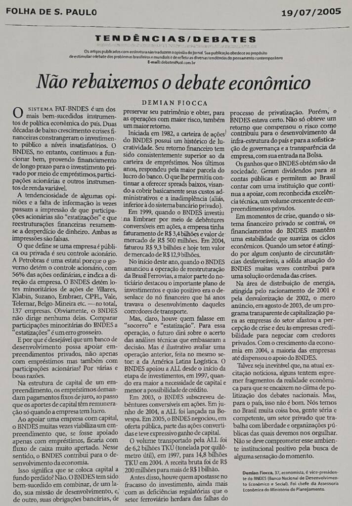 Demian Fiocca coluna Folha de São Paulo